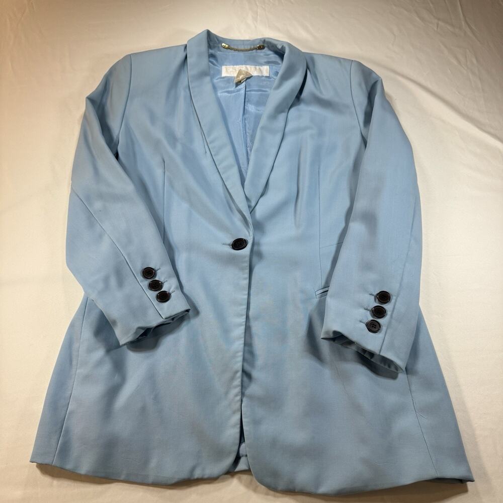 Vintage Escada Margaretha Ley Light Blue One Button Blazer Jacket Women’s 42